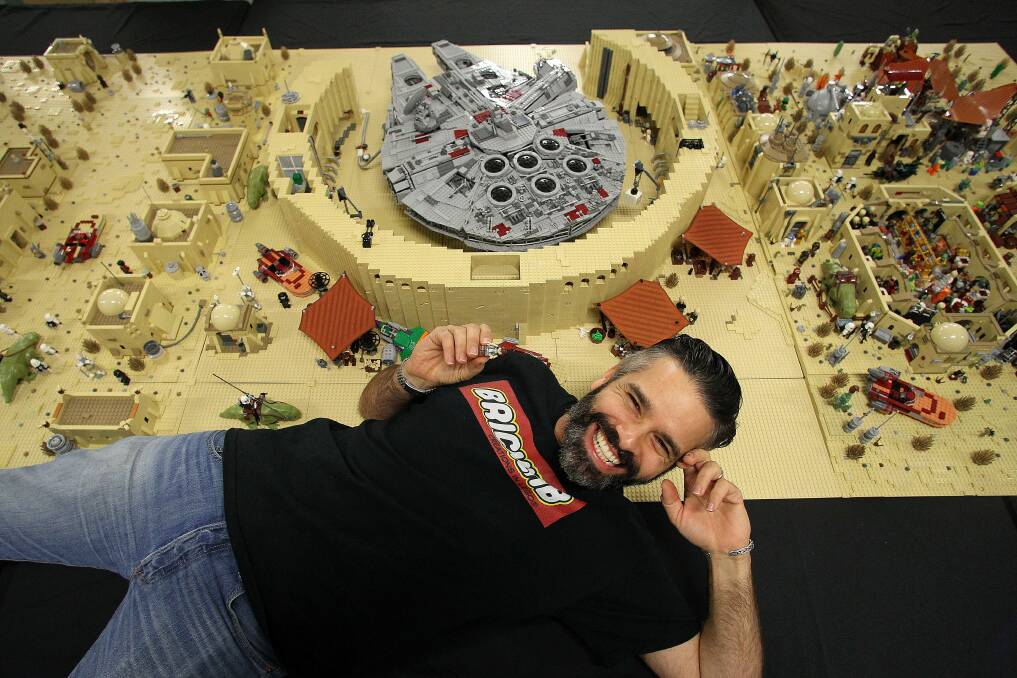 A grand design:  Lego builder David Scalone is entertaining children and adults at the Toy Brick Fair at Wollongong. Picture: Greg Totman
