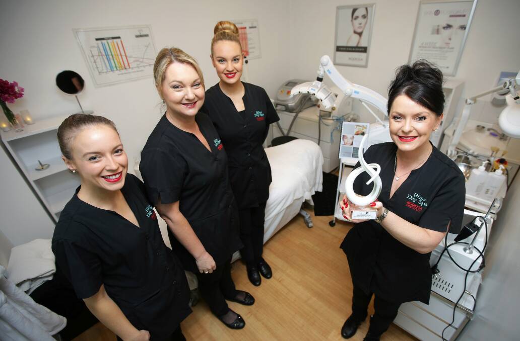 Winning therapist: Daniela Boerma of Bliss Day Spa (right) with Alana Giovenco, Julie Botskor and Georga Clarke. Picture: John Veage