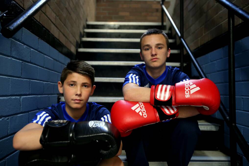 Golden Gloves: Promising boxers Joshua Fitzpatrick (left) and Sam Goodman at Sutherland PCYC. Picture: Chris Lane