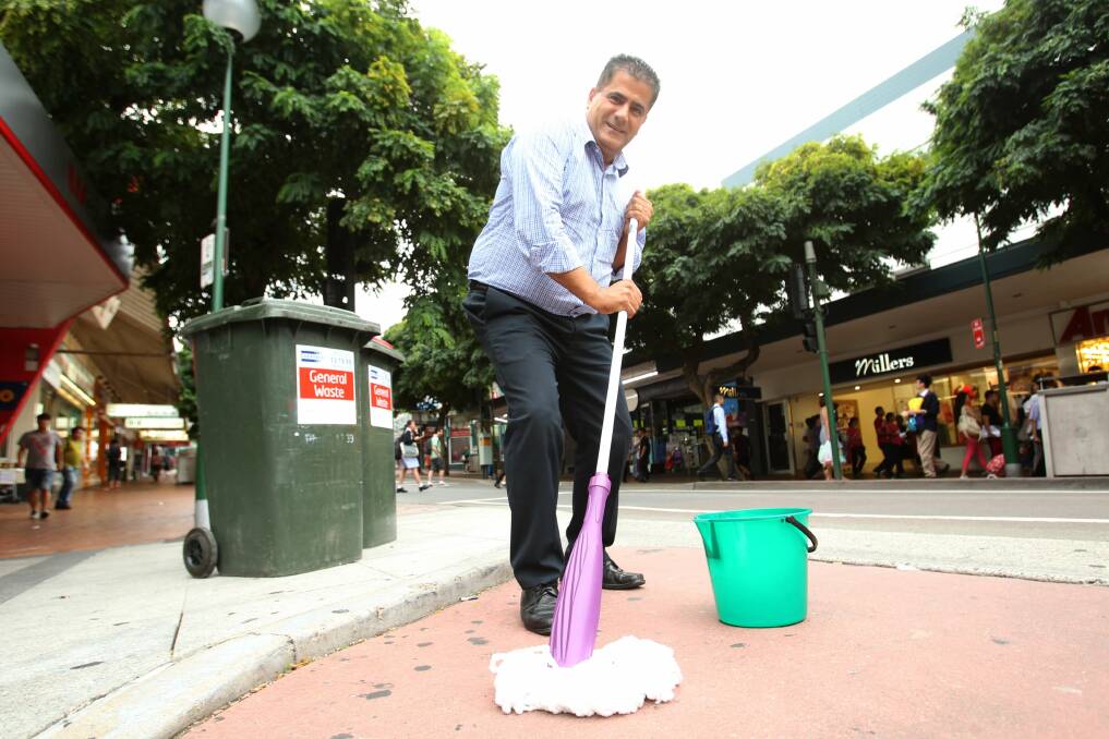 Leading by example: Hurstville mayor Con Hindi is determined to keep the streets clean. Picture Chris Lane
