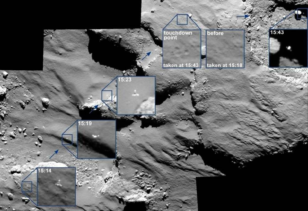Philae's first touchdown and bounce.