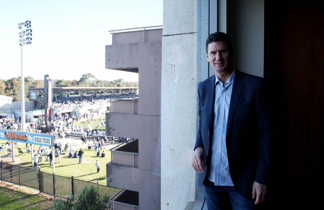 High flyer: Sharks chairman Damian Keogh at Cronulla Leagues Club on Saturday. Picture: Chris Lane
 