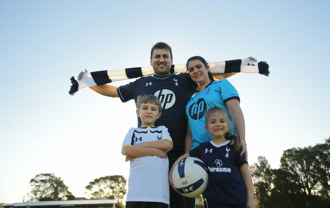 Barry's dream: The Kouros family (Barry, Adelina, Dionysio and Idalia) will watch their beloved Spurs play Sydney FC. Picture: Chris Lane