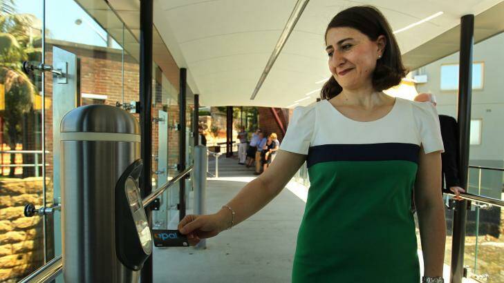 NSW Transport Minister Gladys Berejiklian shows how it's done. Photo: Kate Geraghty