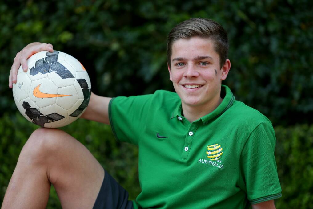 Stepping up: Sutherland footballer Cameron Devlin made his debut for the Young Socceroos last week. Picture: Jane Dyson