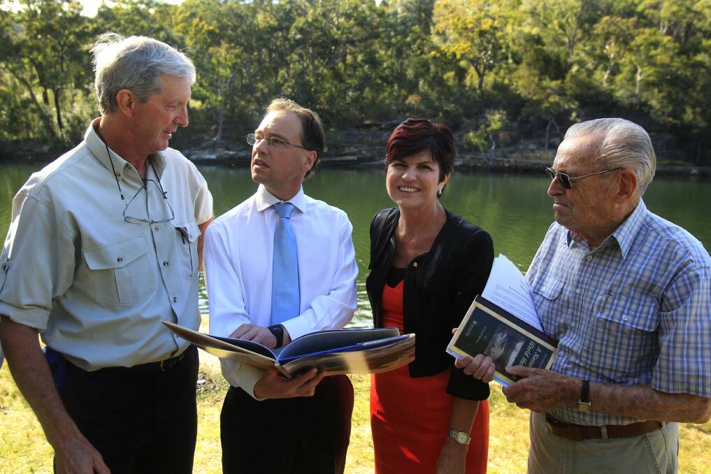 Announcement in 2013: Greg Hunt (second from left) and Robyn Parker with First National Park leaders Bob Crombie (left) and Bob Walshe. Picture: Chris Lane