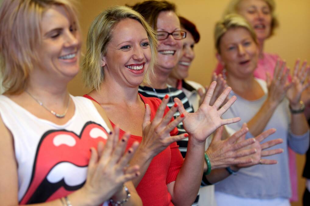 Getting into spirit: Laughter Yoga takes shape at Caringbah. Picture: Jane Dyson
