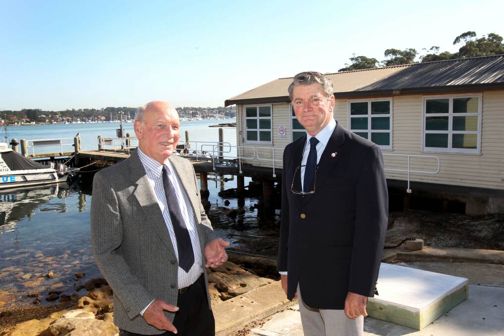 Passionate: Bruce McIntosh (right) and the deputy director of Australian Naval Cadets, Commander Allan Vidler, inspect the former Cronulla Fisheries site.