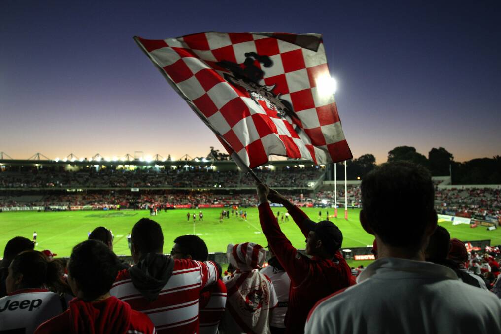 Red and white: Jubilee Oval during a Dragons's game. Picture: John Veage