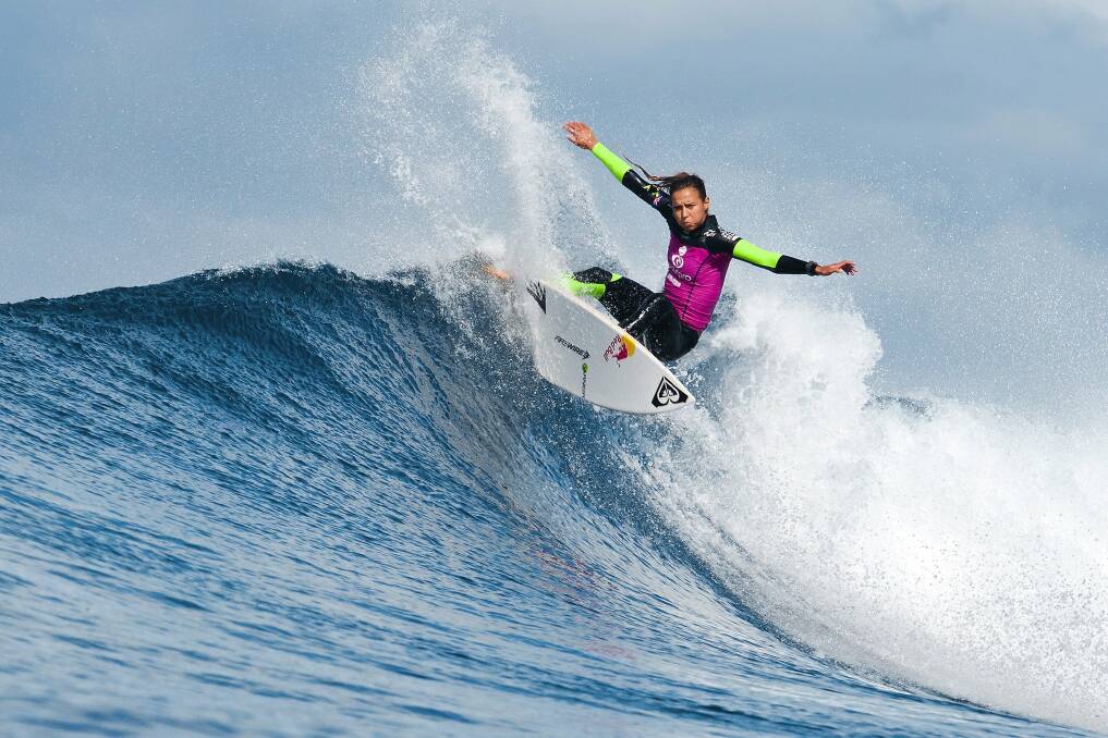 Long tall Sally: Cronulla Boardriding Club touring professional Sally Fitzgibbons in winning form at the Ripcurl Pro at Victoria's famous Bell's beach. Picture: Kelly Cestari, ASP