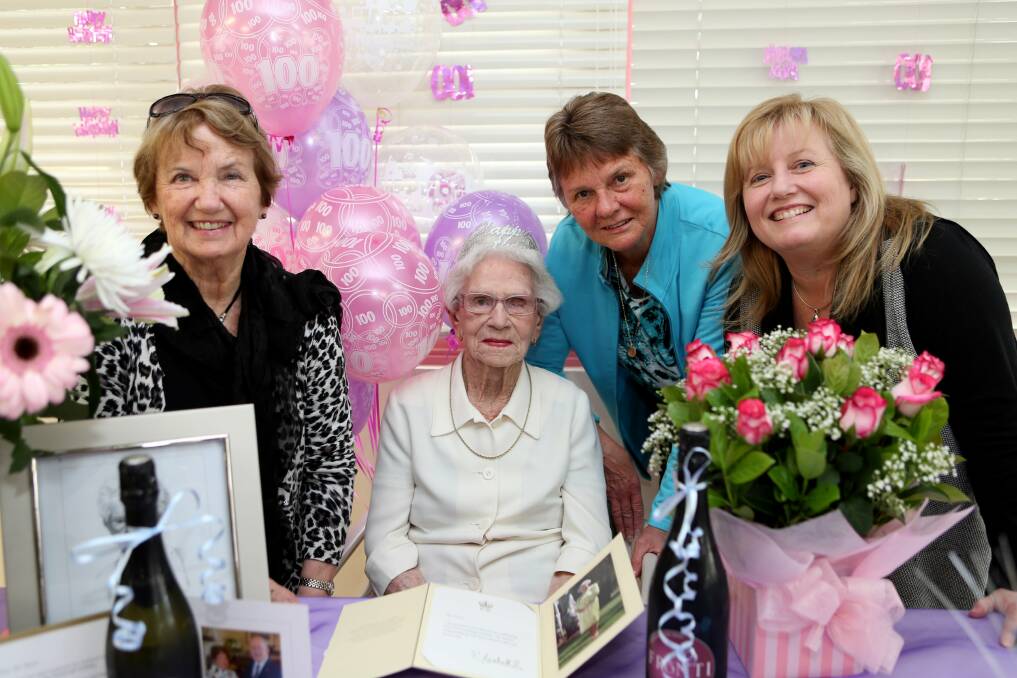 A rose by another name: Anne "Nancy" Neal celebrated her 100th with flowers and balloons. Picture: Jane Dyson