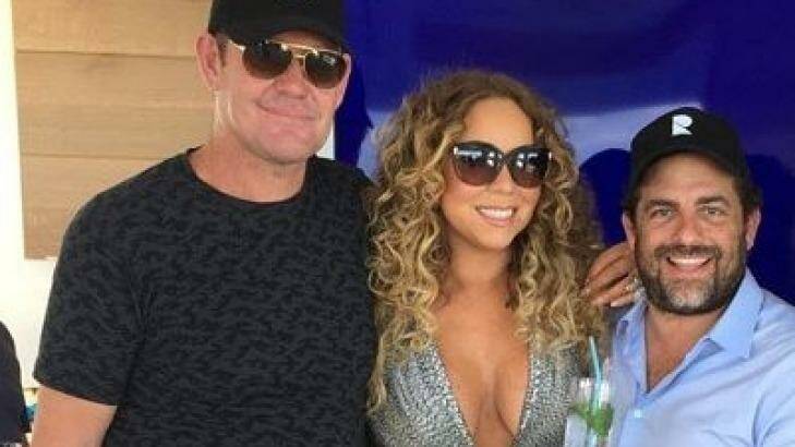 Wedding rumours already: James Packer and Mariah Carey, pictured with Bret Ratner on board Packer's super yacht. Photo: Mariah Carey, Instagram