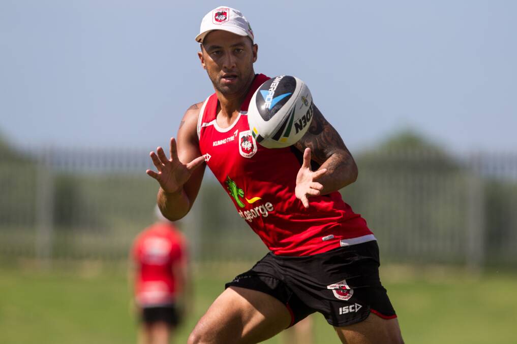 Experience: Benji Marshall will help guide the younger players on and off the field in 2015. Main pIcture: Christopher Chan; inset: James Alcock
