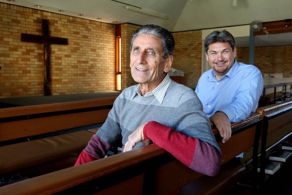 Looking back: Pastor Glenn Baigent (right) and founding member Graeme Bagley will be among those celebrating the 50th anniversary of the foundation of Engadine Church of Christ. Picture: Jane Dyson