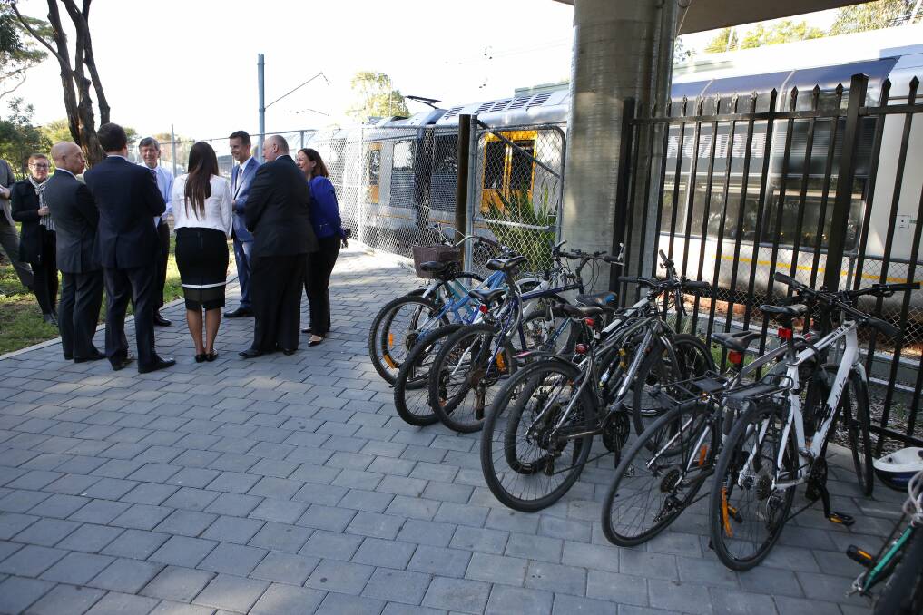 Pushing ahead: Commuter bikes at Woollooware railway station, part of the proposed route of the Sutherland-Cronulla shared cycle-walk path released by Transport Minister Andrew Constance and local state MPs.