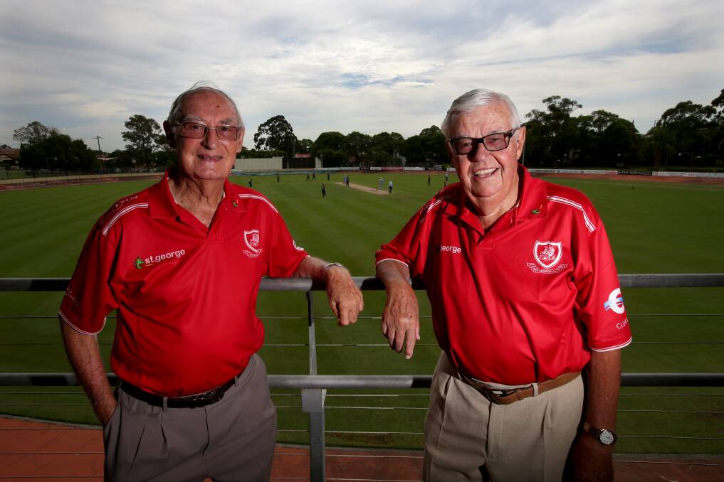 Brian Booth and Warren Saunders at Hurstville Oval. Picture: Jane Dyson