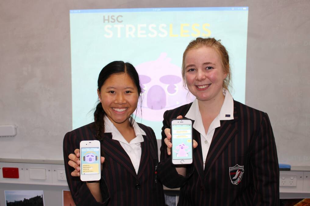 Tech-smart: Carise Ong and Elizabeth Ollerton are part of a project that aims to take the anxiety of the the HSC — by using an app.