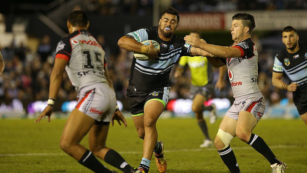 Strong: Andrew Fifita was impressive against the Warriors last week. Picture: Chris Lane ■See a photo gallery of Sharks v Warriors at theleader.com.au
