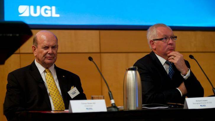 Outgoing UGL chairman Trevor Rowe with CEO Richard Leupen. Photo: Wolter Peeters