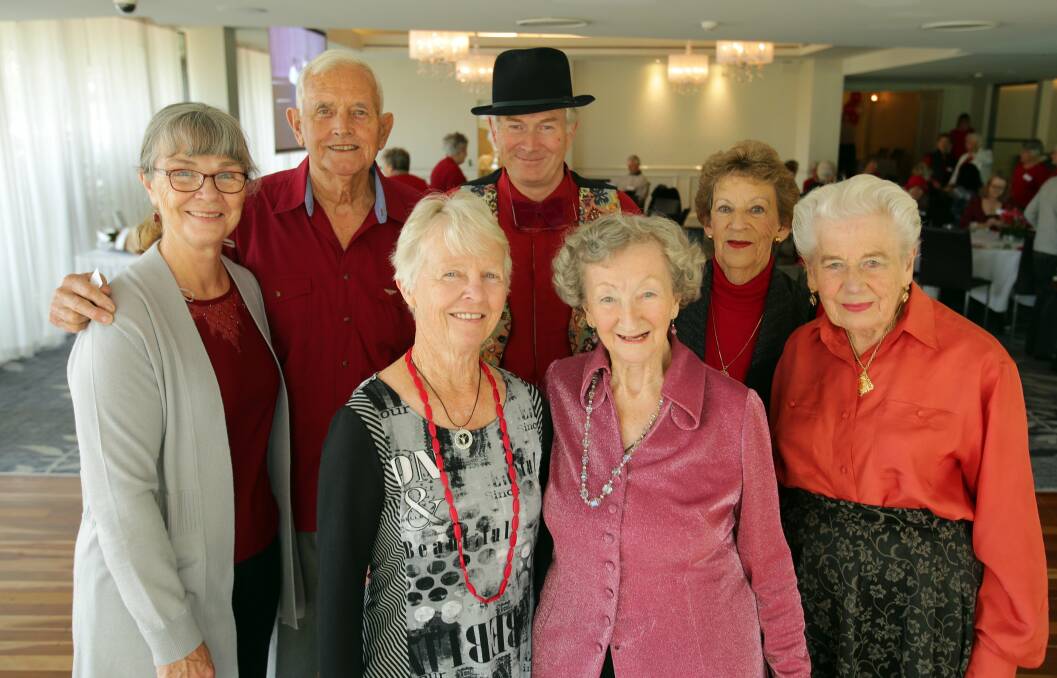 Good for the spirits — and body: Sutherland Shire Folk Dance Group members Kaye Laurendet and Lorraine Crane (centre, foreground) with (from left) Fiona Clark, Bert Laurendet, Paul Clark, Judith Connolly and Joan Gillies (right). Picture: Chris Lane