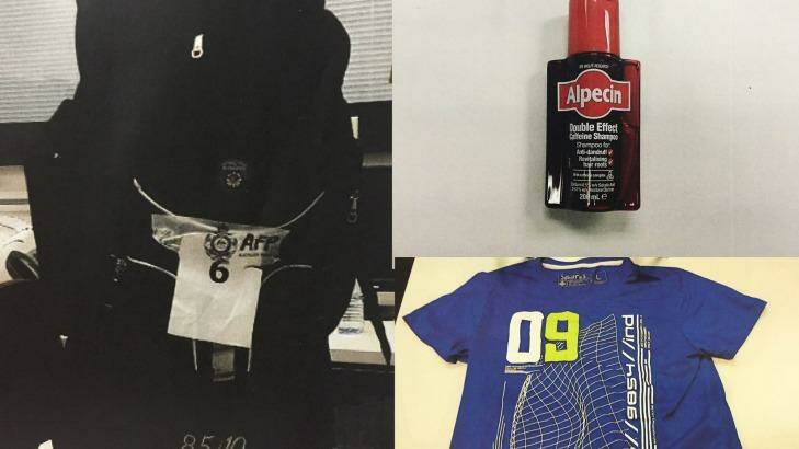 Anti-dandruff shampoo, men's clothing and a backpack requested by Mohamed Elomar. Photo: NSW District Court