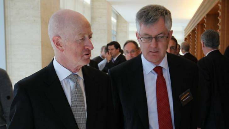 RBA governor Glenn Stevens with former Treasury secretary Martin Parkinson at the National Reform Summit in Sydney this week. Photo: Louie Douvis
