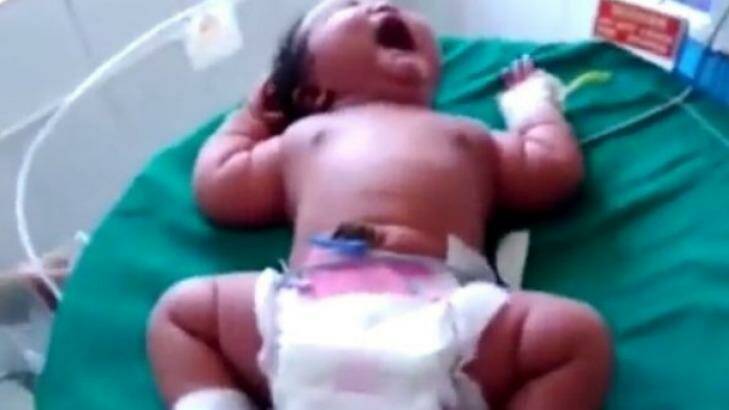 She doesn't have a name yet, but weights the same as an average six-month-old. Photo: YouTube/DailyRecord