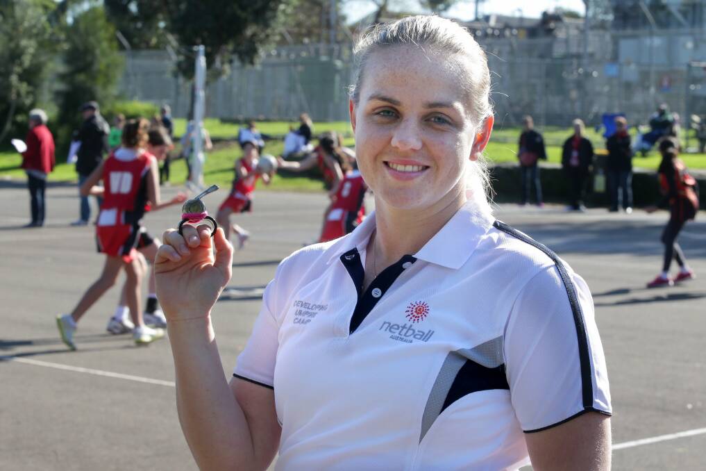 Rising up the umpiring ranks: Sarah Hay at the netball courts in West Botany Street, Rockdale. Picture: Jane Dyson