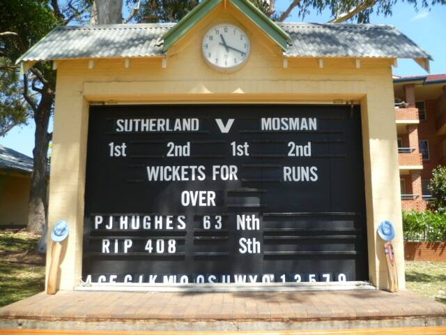 Tribute: The scoreboard at Glenn McGrath Oval, Caringbah acknowledges respect for the late Phillip Hughes.