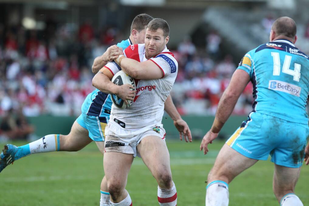 Uncertain future: Trent Merrin in action for the Dragons. Picture: Chris Lane