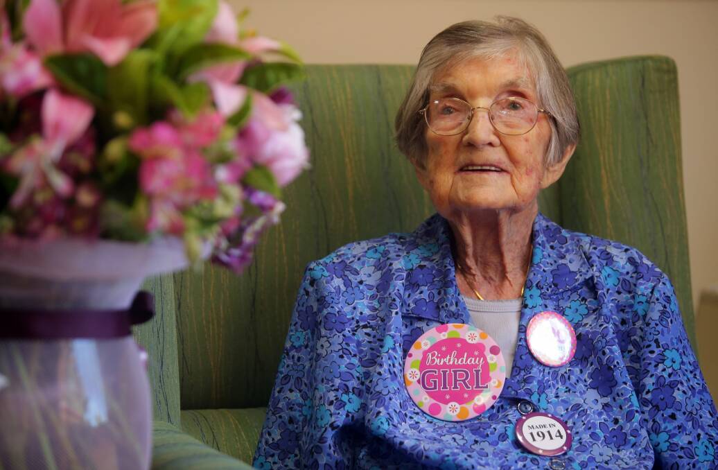 Well travelled: Olive Rochford celebrates her 100th birthday. Picture: Chris Lane