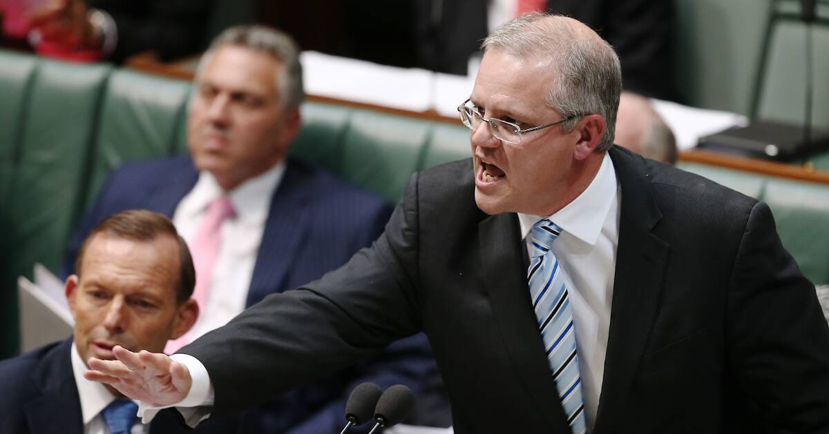 On the attack: Scott Morrison in Question Time.Picture: Alex Ellinghausen
