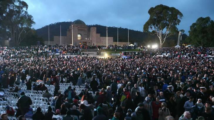 The crowd departs after the Dawn Service on ANZAC day at the Australian War Memorial in Canberra. Photo: Alex Ellinghausen