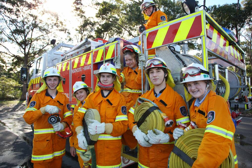 Success: Seven students from Kirrawee High School completed the NSW Rural Fire Service secondary school cadet program — (from left) Dominik Svenson, Sophie Johnson, Jacob McGarrigle, Aerin Lobwein, Isabel Scortis, Tait Morphett and Lara McEwen. Picture: Sam Venn