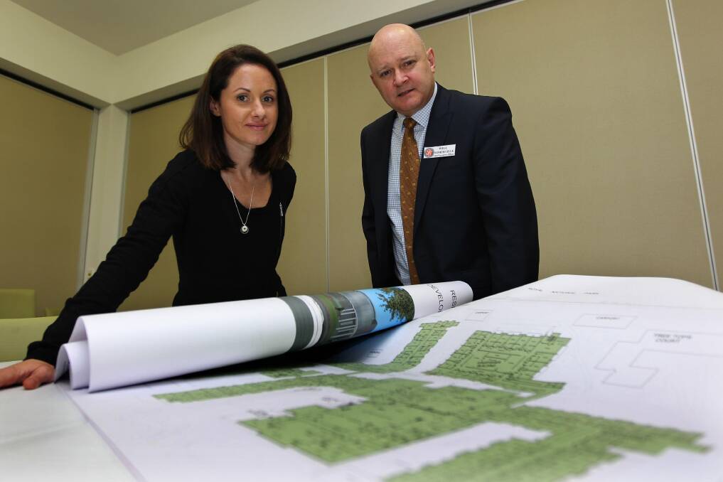 Big plans: John Paul Village Heathcote chief executive officer, Will Somerville and Megan Parnaby with plans for the new $50 million development. Picture:John Veage