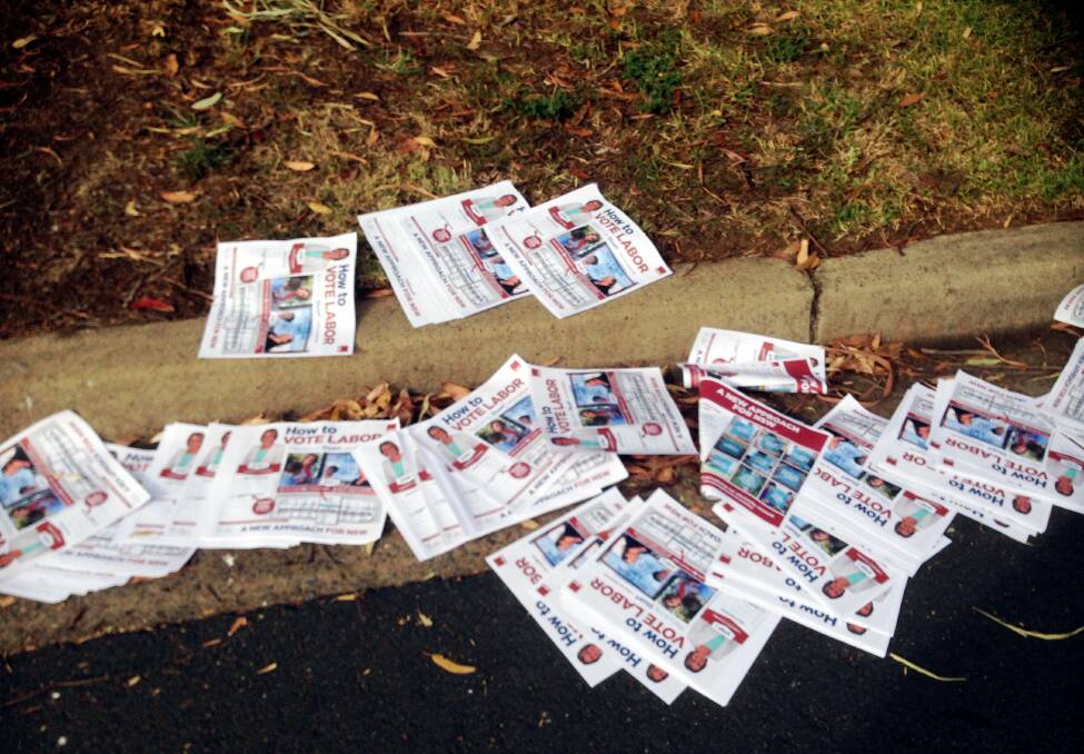 Discarded 'how to vote' notices were on Hall Drive and Barnes Cresent Menai.