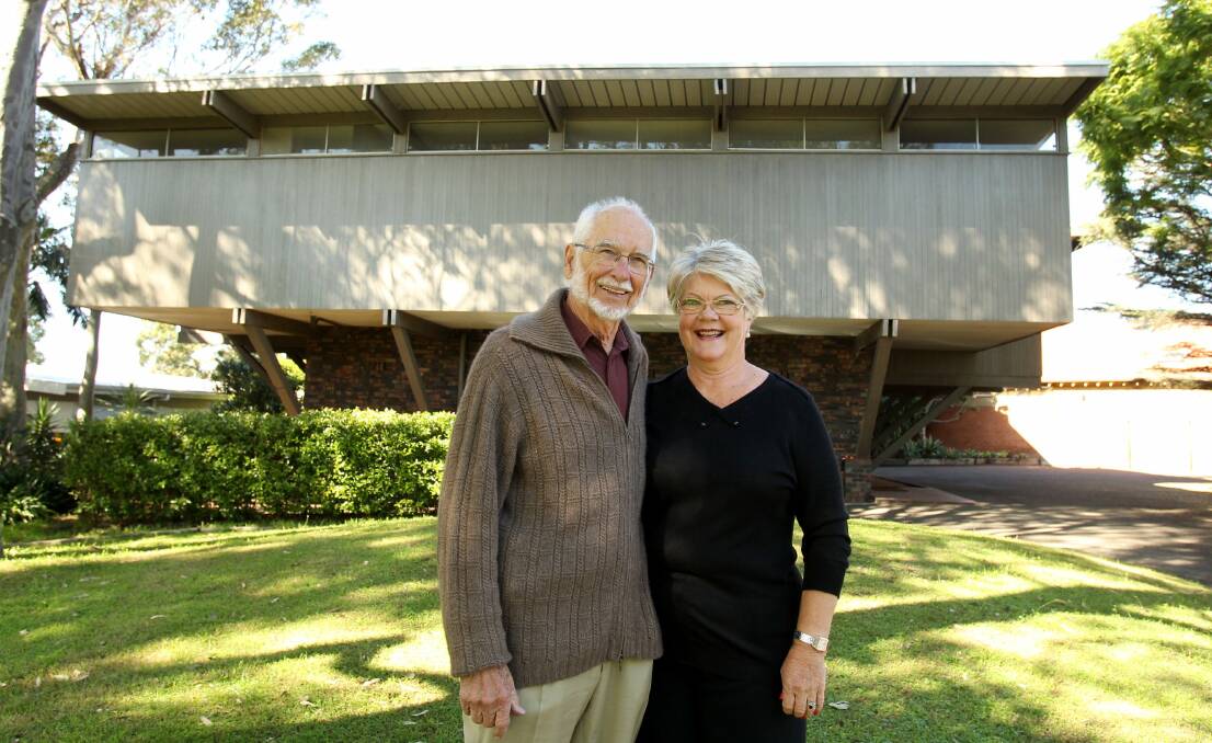 Back to the future: Built in 1967, Lyons House was designed by famous architect Robin Boyd. It has now been placed on the State Heritage Register as an example of the Modern Movement. The original owner Dr William Lyons, pictured with his wife, Sandi, still lives there. Picture: Chris Lane