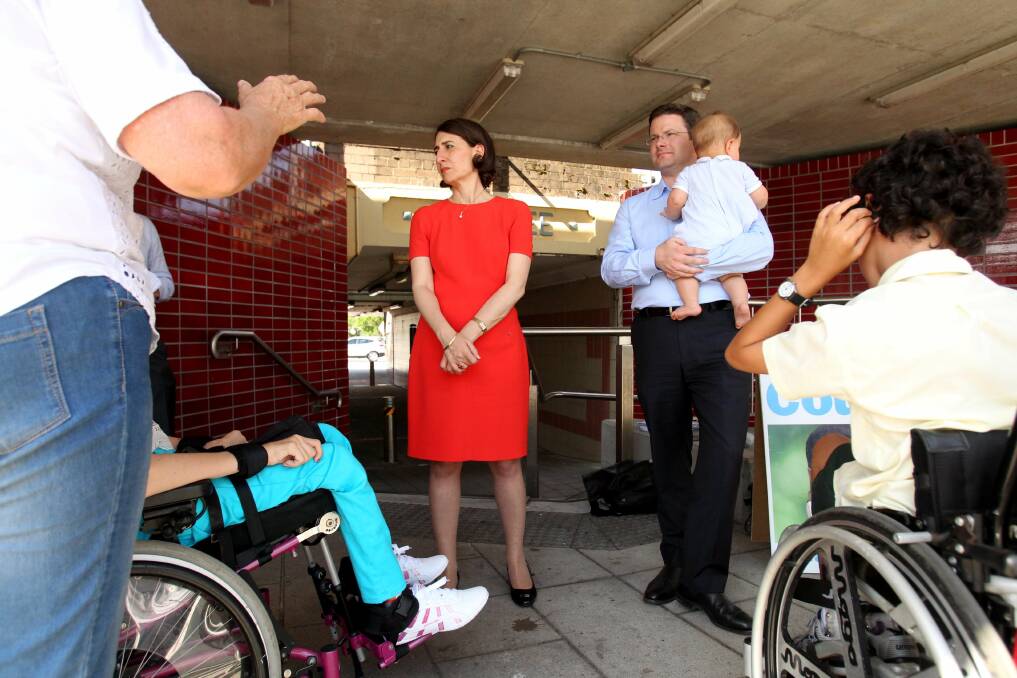 Narwee: Narwee Station to get an upgrade, Shows Gladys Berejiklian and Mark Coure. with son. Picture Chris Lane