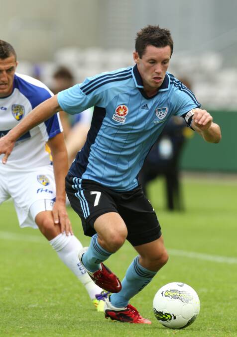 Back home: Former Sutherland striker Blake Powell during his time with Sydney FC. Picture: Chris Lane