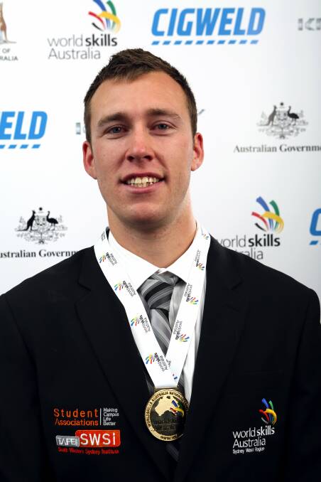 Daniel Conaghan of Engadine for Landscape Construction win awards in 2014 WorldSkills, Australia's trade awards. Pictures: WorldSkills.