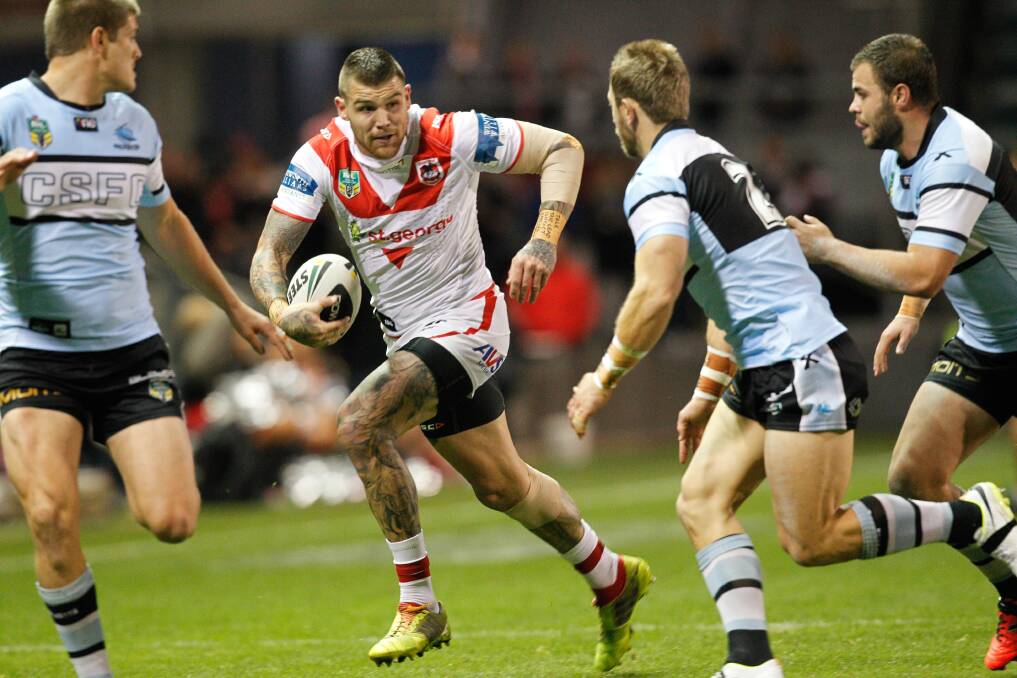 Developing as a centre: Josh Dugan's power running has been an asset this season. Picture: Christopher Chan