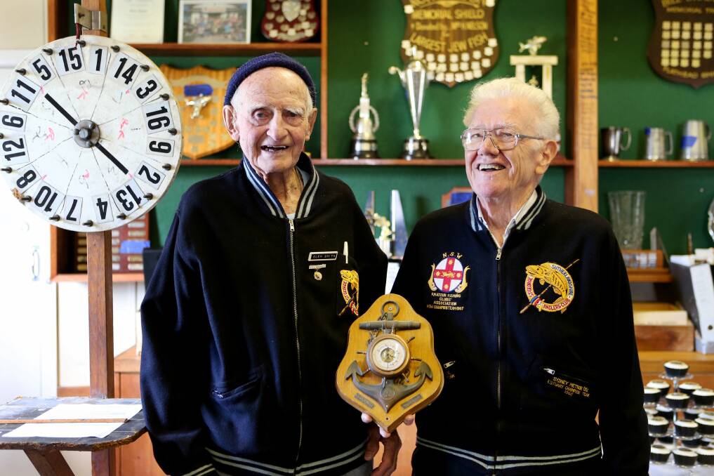 Sixty up: Clem Smith and Norm Pride celebrate as the Anglers club marks its anniversary. Picture: Jane Dyson
