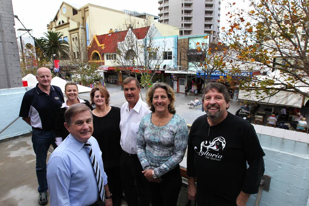 Design for living: A new Cronulla design ideas competition has been launched to revitalise the suburb's CBD. Architects, designers planners and residents are asked to submit their best ideas. Mayor Steve Simpson with (left to right) David Kennedy, Sharon Peaty, Michelle, Mark Aprilovic, Jenny Leonard and Ed Spiteri. Picture John Veage