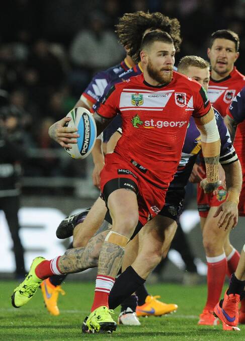 Josh Dugan makes a run. Picture:  Kerry Marshall/Getty Images.
