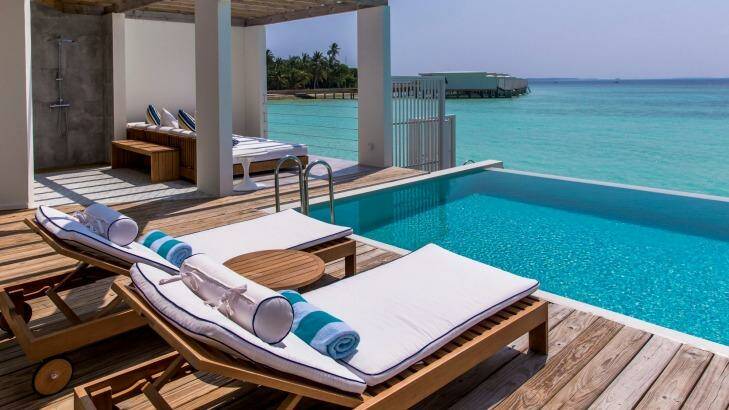 An ocean lagoon house at the new Maldives resort, Amilla Fushi. 