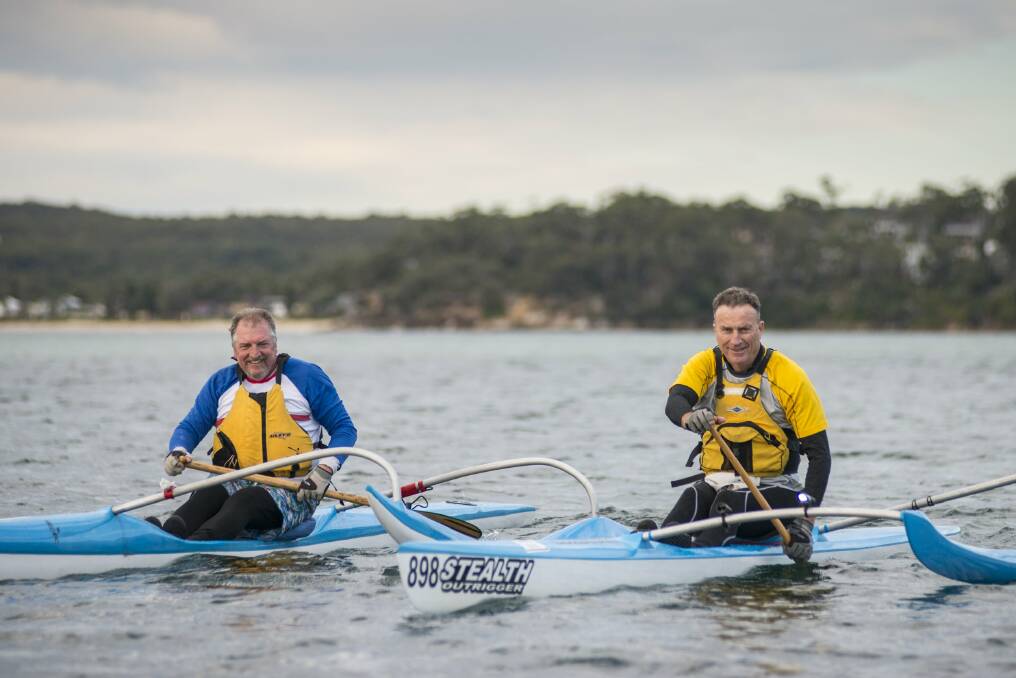Long haul ahead: Tony Everett (left) and Trevor Farrell are paddling a huge section of the Murray River.