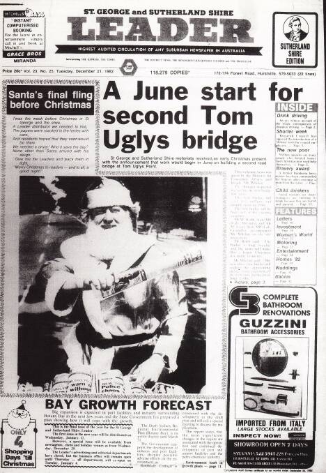 The Leader, December 21, 1982, reports on the duplication of Tom Uglys Bridge.