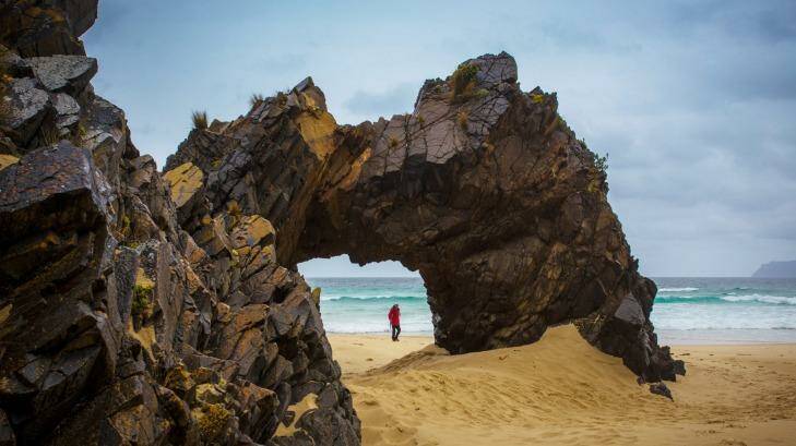 Rock formations on the beach, Bruny Island. Photo: Tourism Tasmania