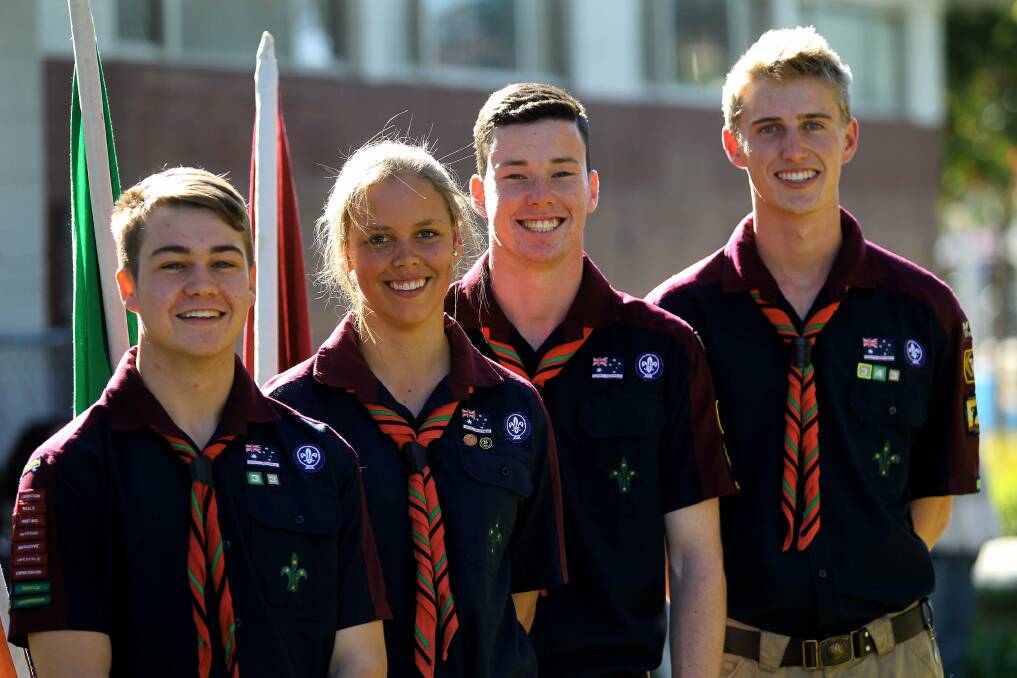 High award: New Queen's Scout awardees, from left, Cameron Brown, Jamie Kirk, Hayden Ward and Hamish Moses. Picture: John Veage