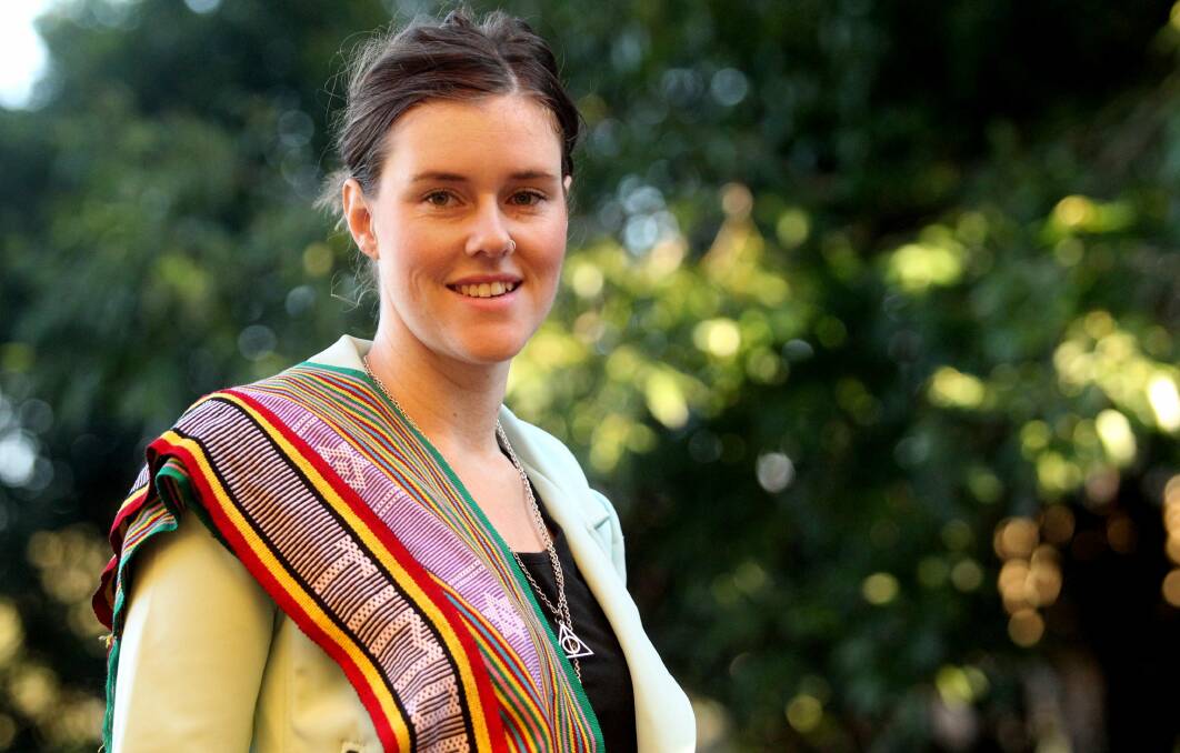 Ties with tais: Madeleine Whitby found weaving of tais a feature of Timor-Leste.. Picture: Chris Lane